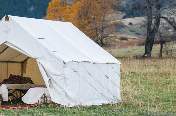 Wall tent outlet set up